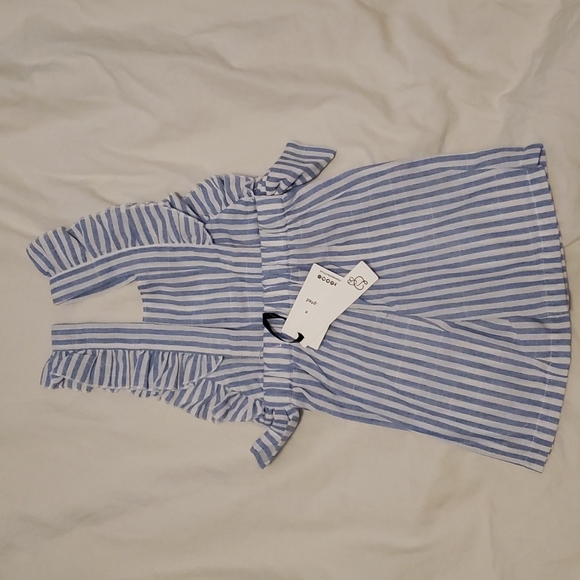 NWT Danna Belle Blue Striped Ruffle Shortall Romper 18 Months - Picture 3 of 8